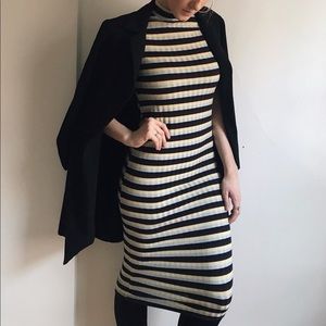 Yellow striped maxi turtle neck dress never worn